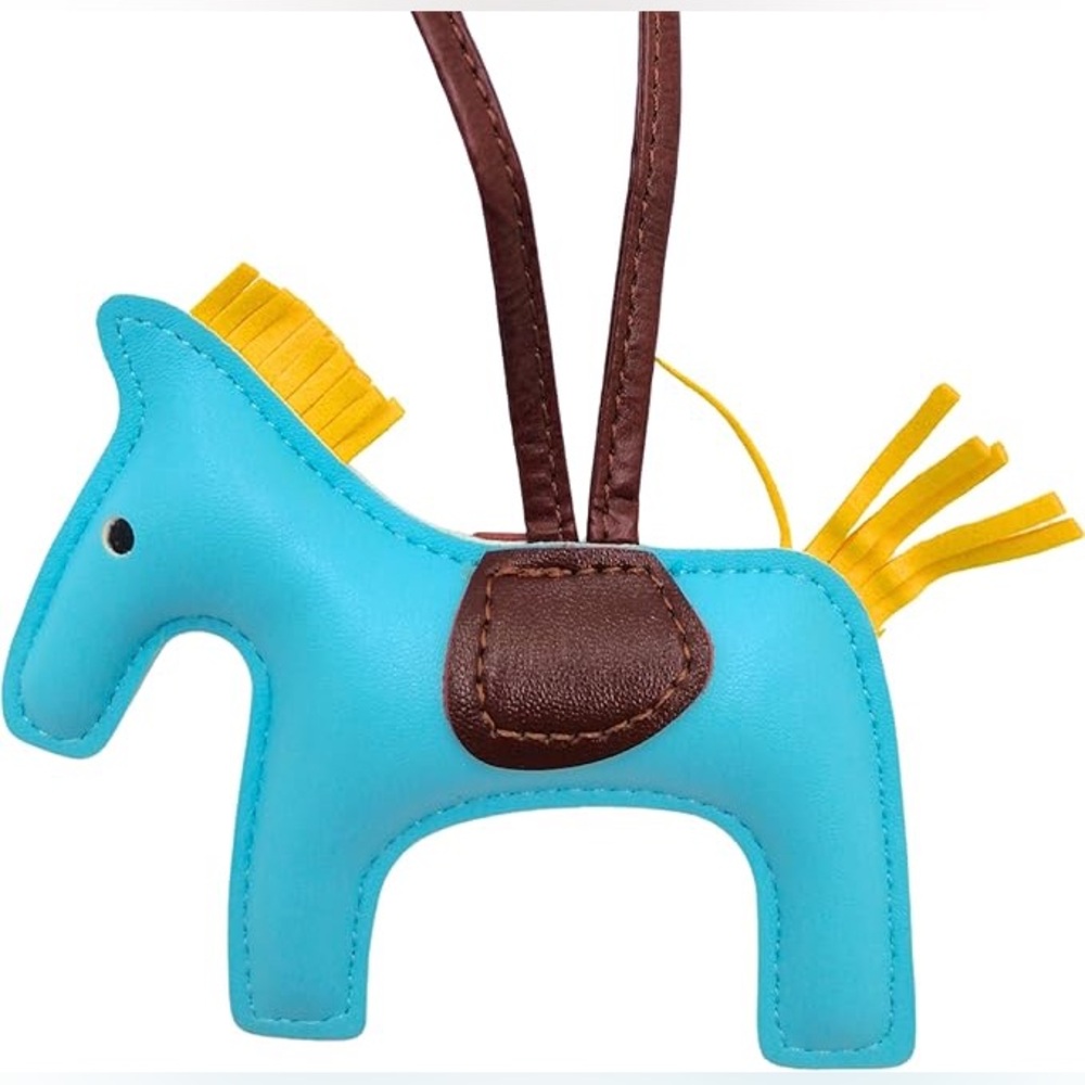 Designer Inspired Rodeo Blue Yellow Horse  Bag Charm New